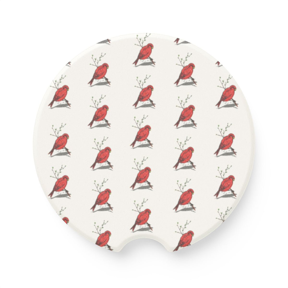 Red Cardinal Soapstone Car Coaster