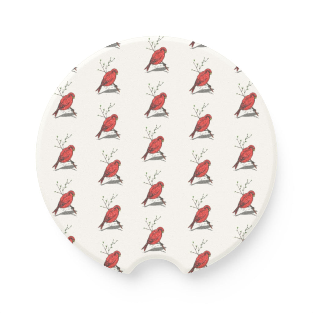 Red Cardinal Soapstone Car Coaster