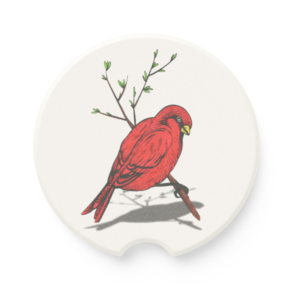 Single Red Cardinal Soapstone Car Coaster