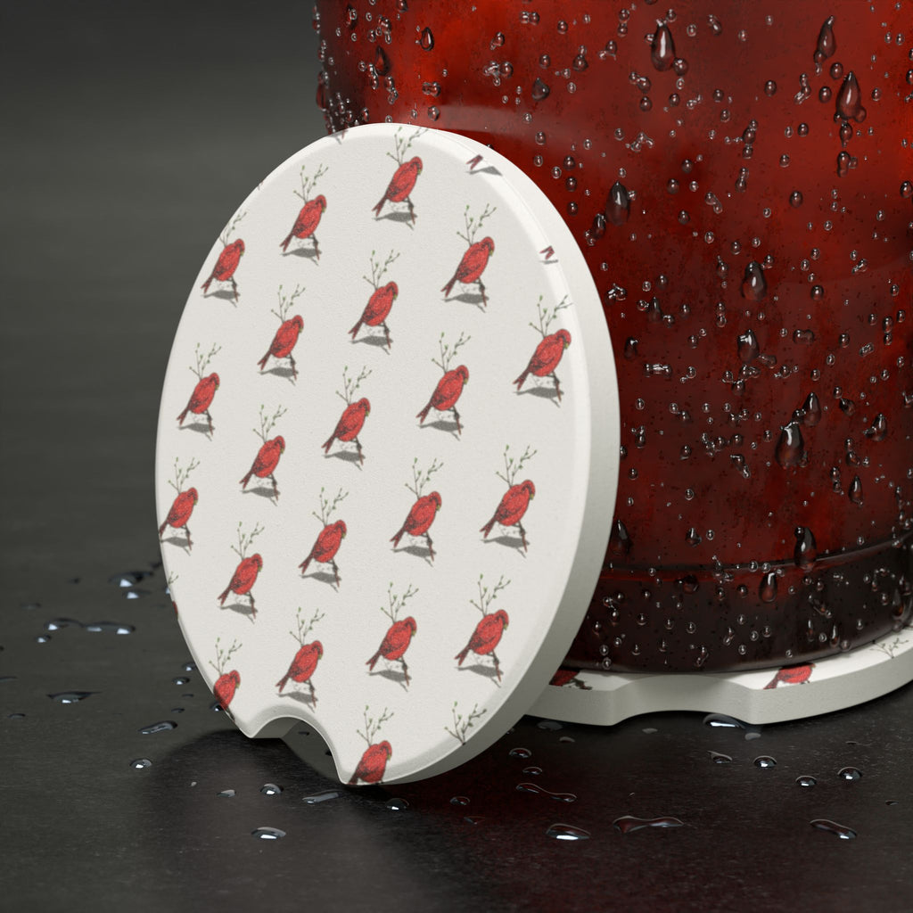 Red Cardinal Soapstone Car Coaster