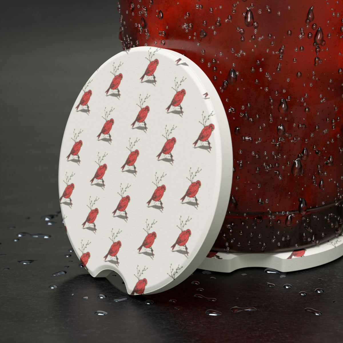 Red Cardinal Soapstone Car Coaster